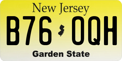 NJ license plate B76OQH