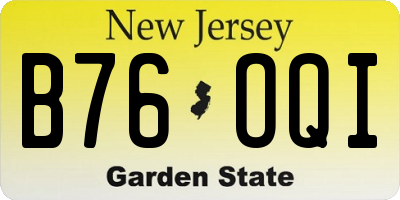 NJ license plate B76OQI