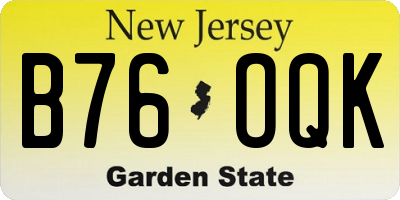 NJ license plate B76OQK