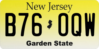 NJ license plate B76OQW