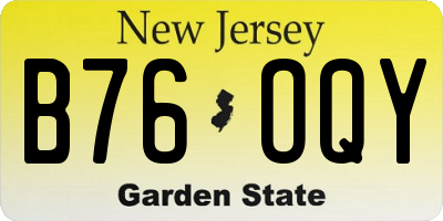 NJ license plate B76OQY