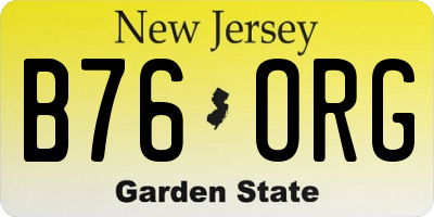 NJ license plate B76ORG