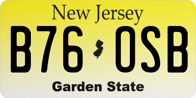 NJ license plate B76OSB