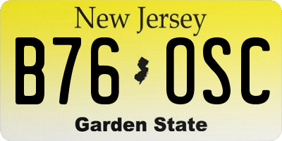 NJ license plate B76OSC
