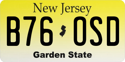 NJ license plate B76OSD
