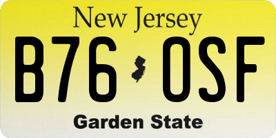 NJ license plate B76OSF