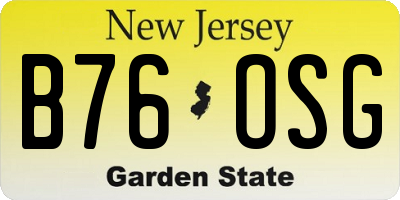 NJ license plate B76OSG