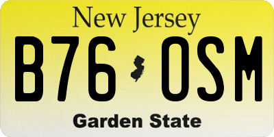 NJ license plate B76OSM