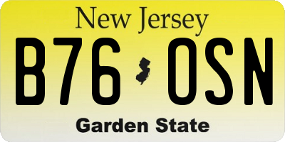 NJ license plate B76OSN