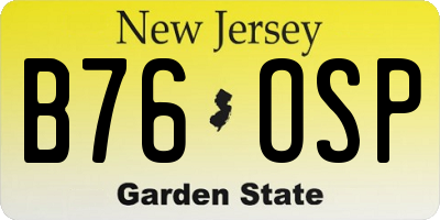 NJ license plate B76OSP