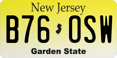 NJ license plate B76OSW