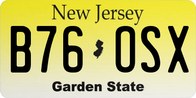 NJ license plate B76OSX