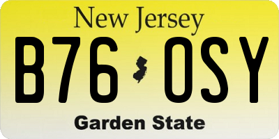NJ license plate B76OSY
