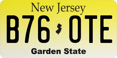 NJ license plate B76OTE