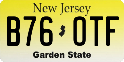 NJ license plate B76OTF