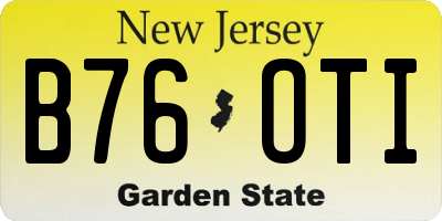 NJ license plate B76OTI