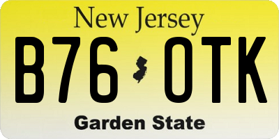 NJ license plate B76OTK