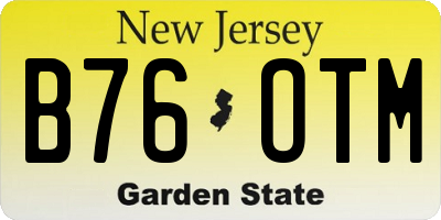NJ license plate B76OTM
