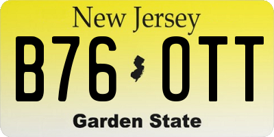NJ license plate B76OTT