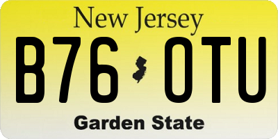 NJ license plate B76OTU
