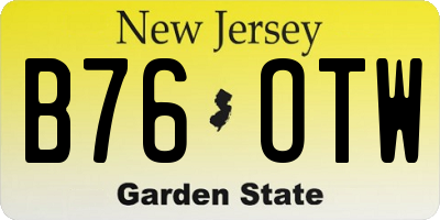 NJ license plate B76OTW