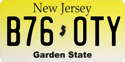 NJ license plate B76OTY