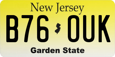 NJ license plate B76OUK