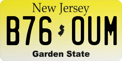 NJ license plate B76OUM