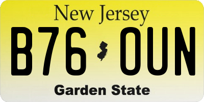 NJ license plate B76OUN