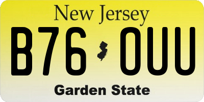 NJ license plate B76OUU
