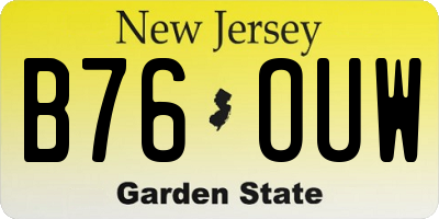 NJ license plate B76OUW