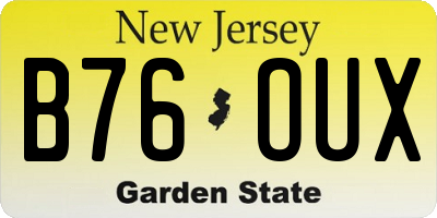 NJ license plate B76OUX
