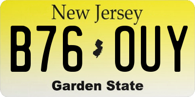 NJ license plate B76OUY