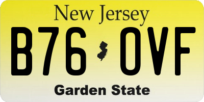 NJ license plate B76OVF