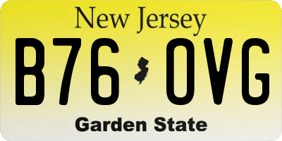 NJ license plate B76OVG