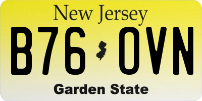 NJ license plate B76OVN