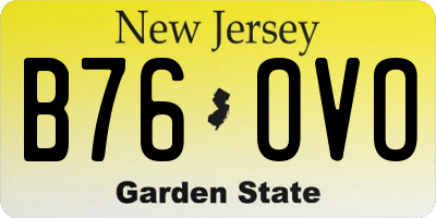 NJ license plate B76OVO