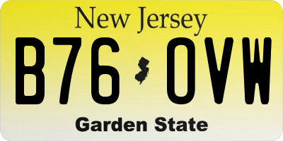 NJ license plate B76OVW