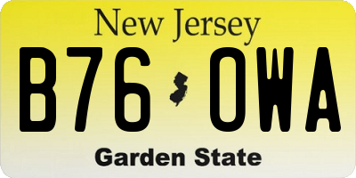NJ license plate B76OWA