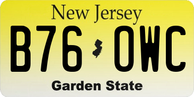 NJ license plate B76OWC