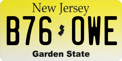 NJ license plate B76OWE