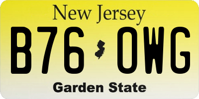 NJ license plate B76OWG