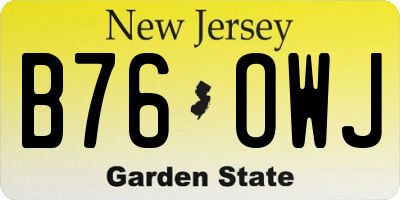 NJ license plate B76OWJ