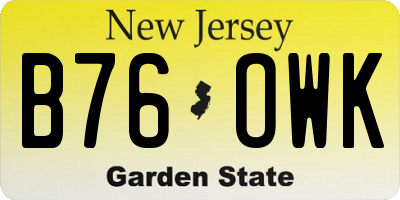 NJ license plate B76OWK