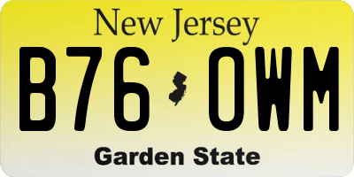 NJ license plate B76OWM