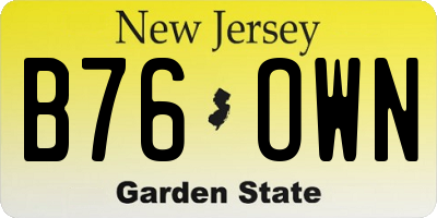 NJ license plate B76OWN