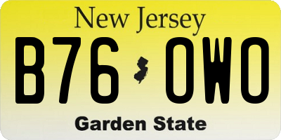 NJ license plate B76OWO