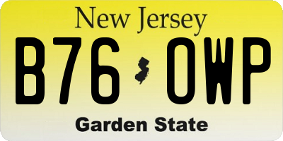 NJ license plate B76OWP