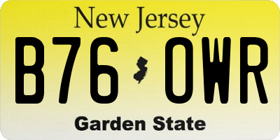 NJ license plate B76OWR