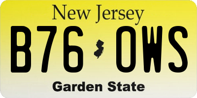 NJ license plate B76OWS